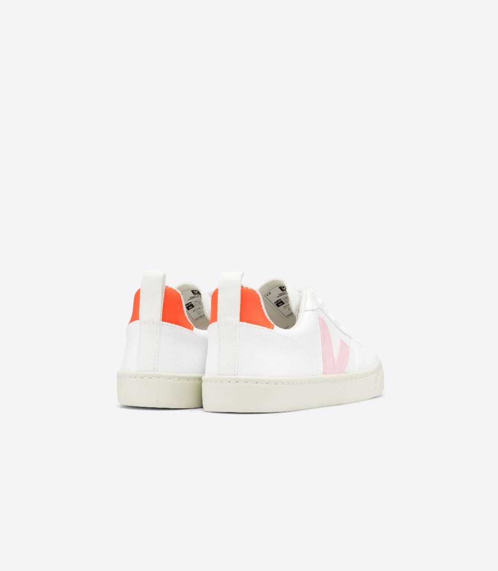 Veja Sneakers Kids - V-10 Lace Cwl - White/Orange - 0391CAWSY